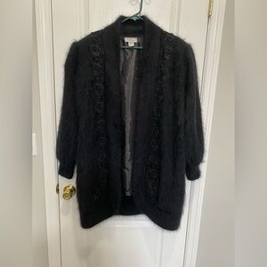 Unique, Chic Black Floral Budded Detailed  Cardigan